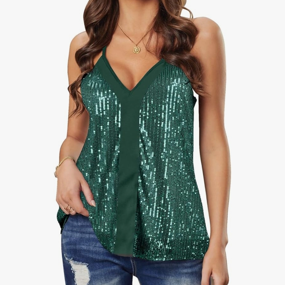 Green Sequin Racerback Tank